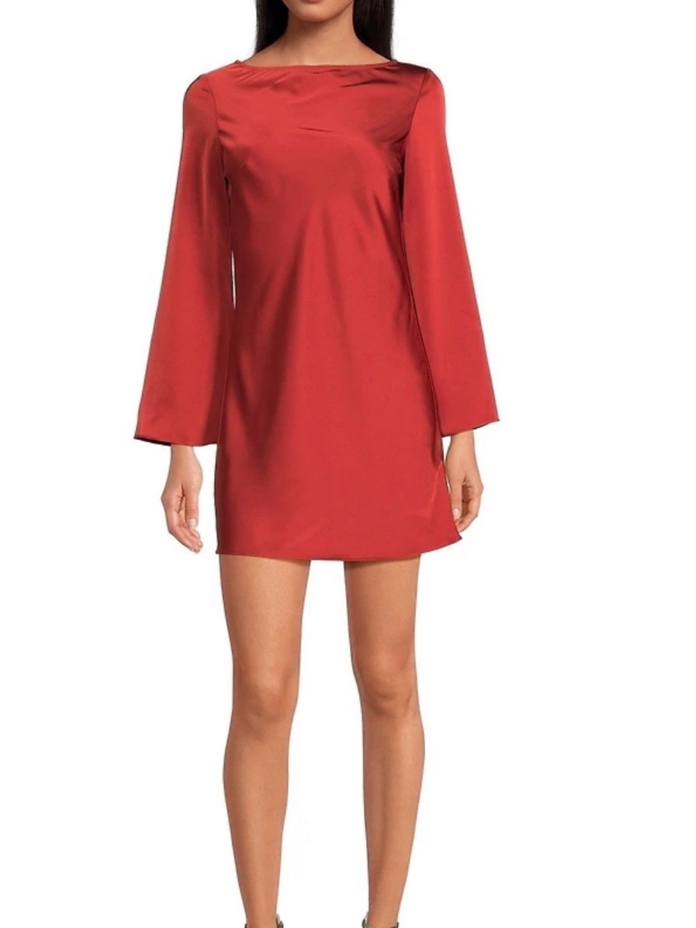 Gianni Bini Dionne Satin Long Sleeve Open Back Mini Dress
